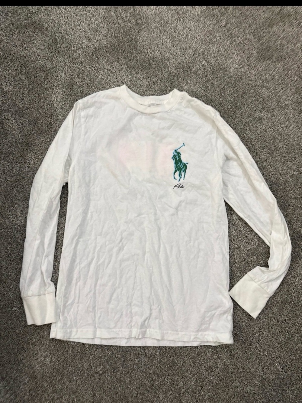 Polo by Ralph Lauren White Long Sleeve Tee with Green Pony